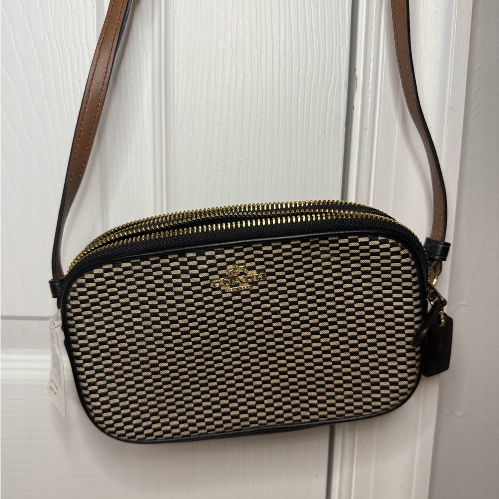 Coach Legacy Jacquard Two Pocket Zip Crossbody Purse